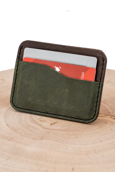 tudorAce Minimalist card holder, pull-up genuine leather Olive green