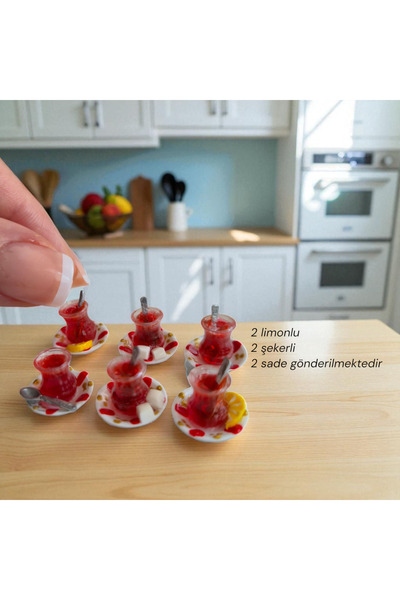 Minyatür Dünyam 6 Adet Minyatür Çay Bardağı Orjinal Modeli Telefon Süsü