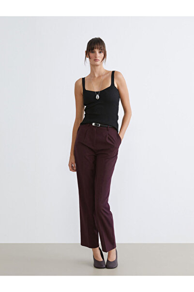 LC Waikiki Soulife Mürdüm Carrot Fit Women's Pleated Pants