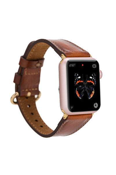 AbbasShop سوار جلدي متوافق مع ساعة أبل مقاس 38-40-41 ملم ROM RST2EF