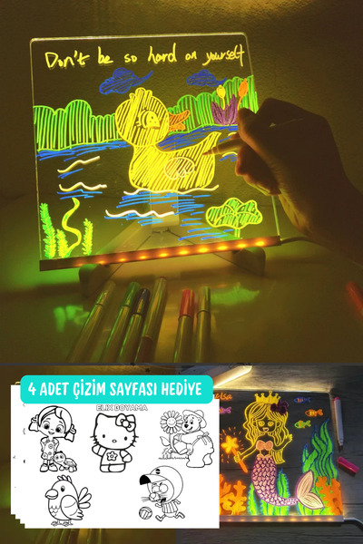 tinyshop kids store 20x20 Led Işıklı Yazı Çizim Tahtası, Sihirli çizim tahtas...