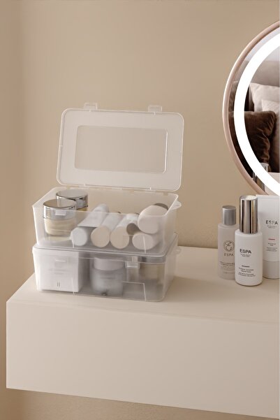 Pufwin Home 2Pcs Storage Box Transparent Plastic Hobby Organizing Makeup Storage