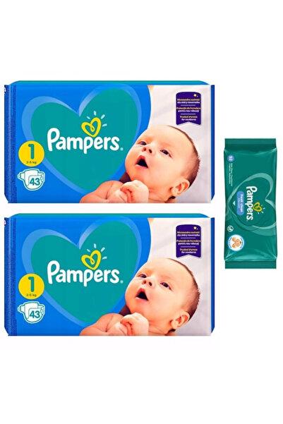 Pampers Pachet Scutece Active Baby Giant Pack, Nr. 1, 2-5 kg, 86 Buc si Servetele 52 Buc