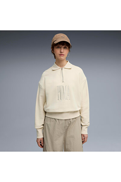 Puma Premium Essential Polo Crew Kadın Siyah Sweatshirt