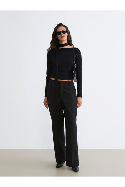 LC Waikiki Black Standard Fit Wide Leg Women's Trousers