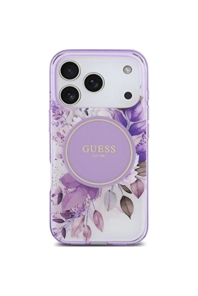 Guess Original IML Flower & Tonal Circle MagSafe Case for iPhone 17 Pro Max - Purple