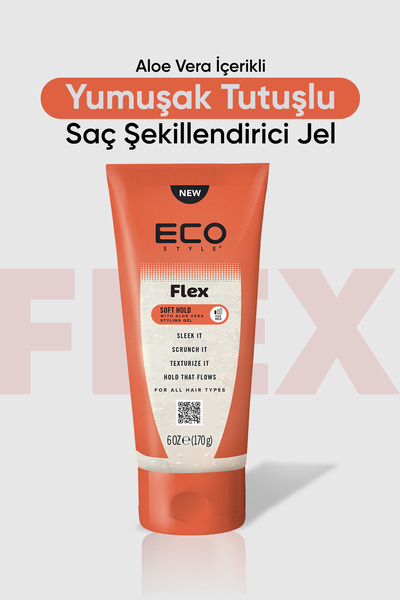 ECO STYLE Flex Esnek Tutuş, Aloe Vera İçerikli, Alkolsüz, Parlak ve Nem Kontr...