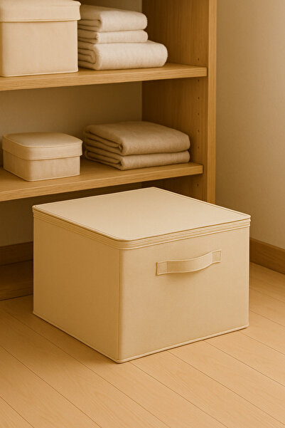 HomyJRs Organizer with Support Large Size Cream Color – Foldable Storage and Organization Box with Zipper