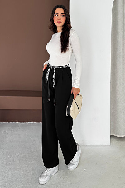 Noa Noa Women's Scarf Belted Wide Leg Trousers – Statement Flow