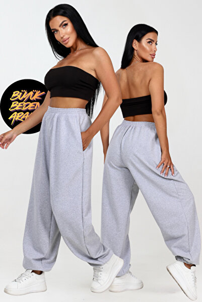 BSBSPOR Şardonlu Siyah Gri Unisex Erkek Kadın Büyük Beden Bol Kesim Eşofman A...