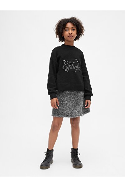 GAP Kız Çocuk Siyah Wicked Simli Yünlü Etek