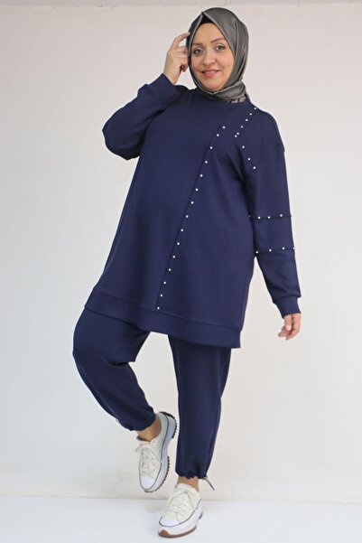 Eslina 57052 Plus Size Double Modal Suit with Elasticated Trouser Legs - Indigo