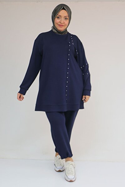 Eslina 57052 Plus Size Double Modal Suit with Elasticated Trouser Legs - Indigo
