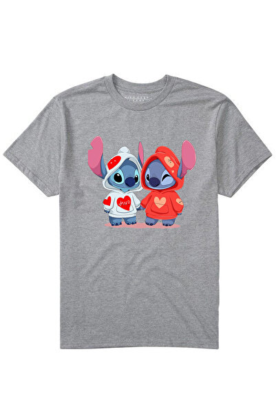 aytok tekstil Printed Lilo Women's Unisex Crew Neck Printed T-Shirt Black Tshirt Tee Shirt