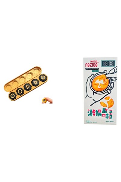 Squid Game Set de biscuiți Dalgona Naziba & Gonggi cu imprimeu 3D cu bile metalice aurii, 140 g -