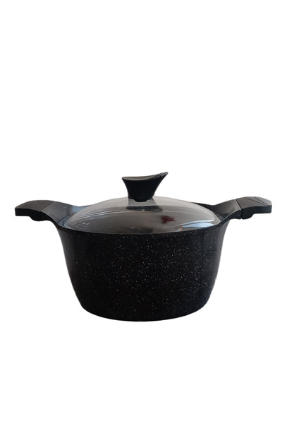 Akdeniz Ametist 18 Cm Bakalit Kulplu Cam Kapaklı Derin Döküm Tencere