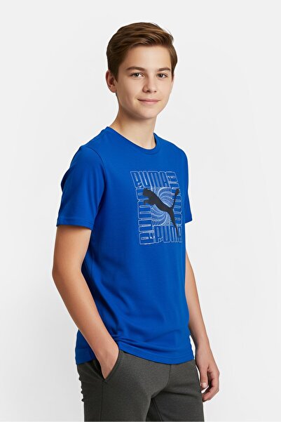 Puma Kids Boy Crew Neck Short Sleeve Outdoor T-Shirt, Blue