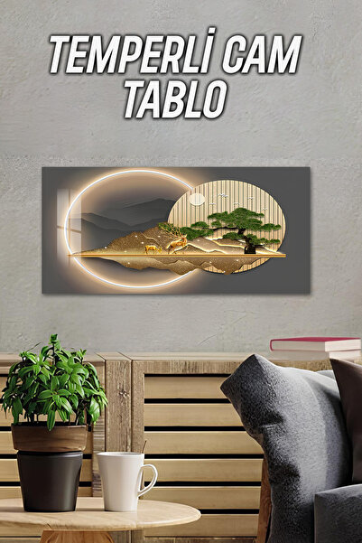 kutuTR 3D Görünümlü Temperli Cam Tablo – Doğa Manzarası UV Baskı 60x30 cm - T...