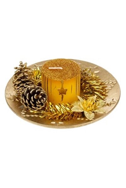 Jumbo Christmas Decoration with Golden Candle 14cm