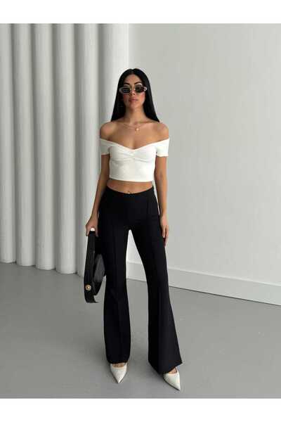 Milamia Pantaloni pentru femei cu talie elastică evazat