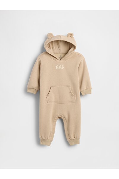 GAP Bebek Açık Kahverengi VintageSoft Logo Sweatshirt Tek Parça
