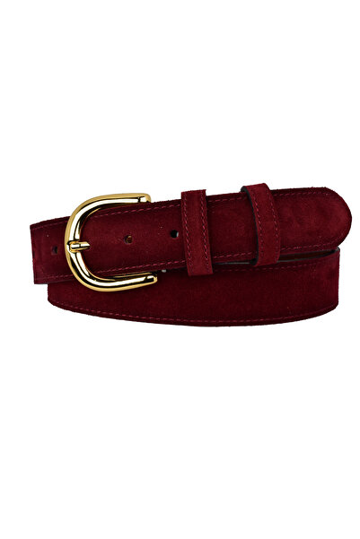 GoDeri 100% Genuine Leather, Gold Buckle 4 cm Burgundy Suede Women's Belt; Jeans, Sports Belt=Suede.26.Burgundy