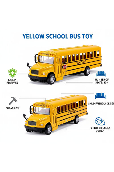 REZZOSS 3 Pack Pull Back School Bus Playset - Die-cast Toy Vehicles School Bus for Boys Girls Kids Toddlers