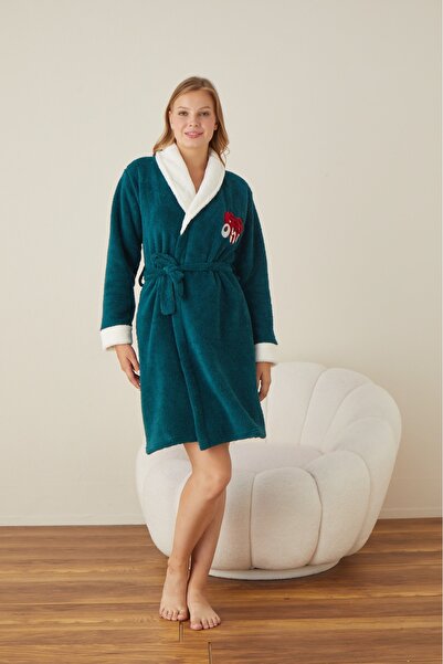 makkash Γυναικεία βελούδινη ρόμπα Welsoft σε μπλε βενζίνη