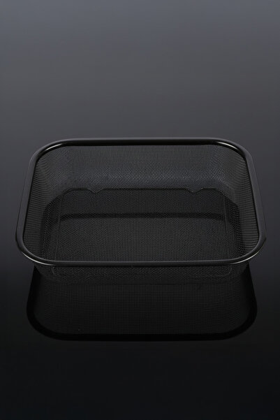 Vadi Modern Black Metal Strainer |   Multi-Purpose Rectangular Wire Vegetable and Fruit Washing and Serving Basket 34X24 cm