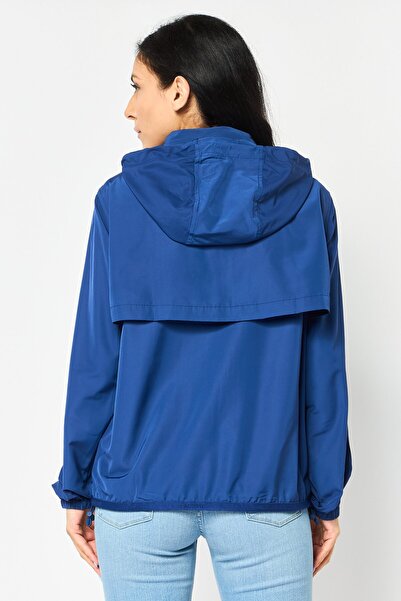 Lacoste Women Long Sleeve Brand Logo Hooded Jacket, Blue