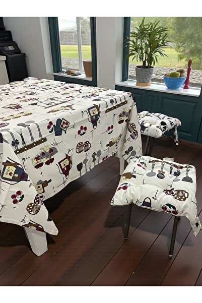 bt pasifik piknik, mutfak, şeffaf çantalı masa örtülü minder seti