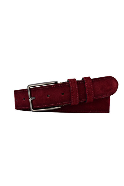 GoDeri 100% Genuine Leather 4 cm Burgundy Suede Belt Jeans, Canvas Compatible Suede_Burgundy