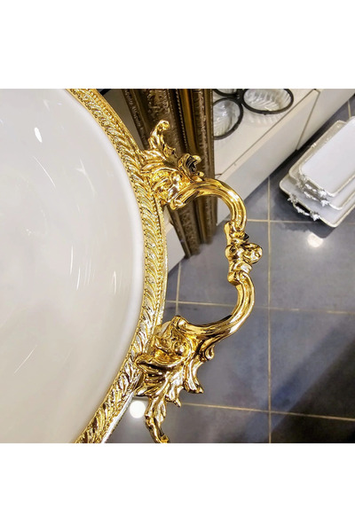 MaviDamla Cast Edge Frameded Footed Porcelain Presentation Plate 29 cm Gold