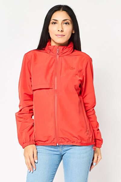 Lacoste Women Long Sleeve Brand Logo Softshell Jacket, Red