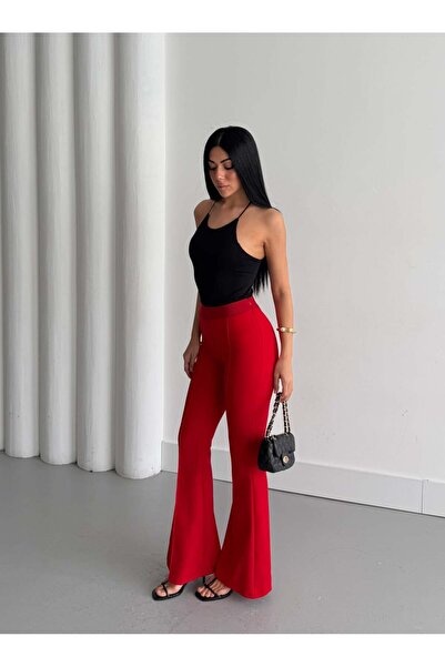 Milamia Pantaloni pentru femei cu talie elastică evazat