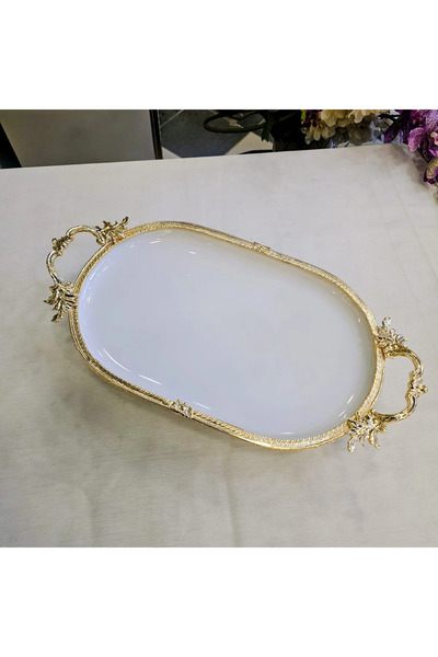 MaviDamla Oval Porcelain with Cast Edge Frame 33*21 Gold