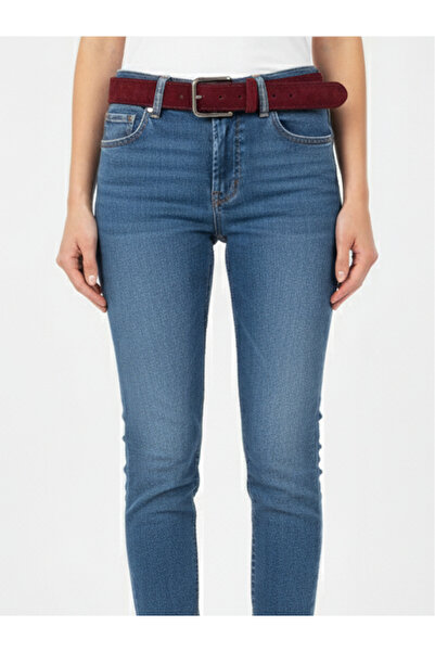 GoDeri 100% Genuine Leather, 4 cm Burgundy Suede Women's Belt with Nickel Buckle; Jeans, Sports Belt=Suede.76.Burgundysue