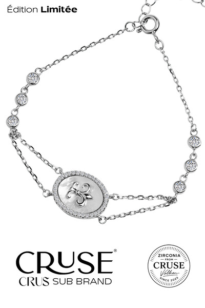 Cruse 925 Ayar Gümüş Kraliyet Çiçeği Asalet Işıltısı Bileklik 18K Beyaz Altın...