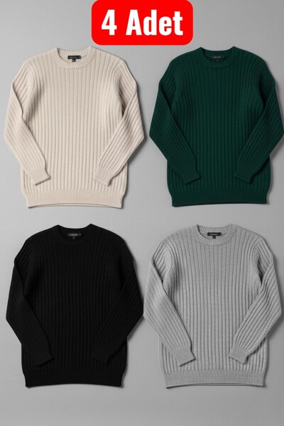 legends butik Σετ πουλόβερ χειμερινού πλεκτού με χοντρό λαιμόκοψη 4 τεμαχίων