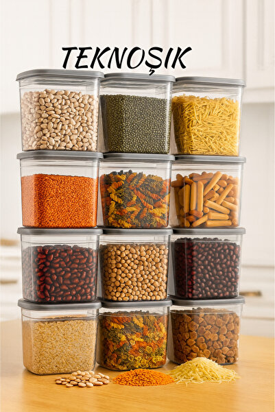 Teknoşık 24-Piece Leakproof Square Food Storage Container Set – 550/1200/1750 ml Bpa-Free Kitchen Organizer