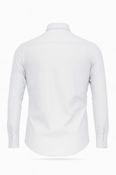 Plus Scorpion Ανδρικό πουκάμισο λευκό/μπλε εφαρμοστό – Plus Scorpion, Κομψός συνδυασμός για γραφείο και καθημερινή χρήση, χωρίς σιδερώματος