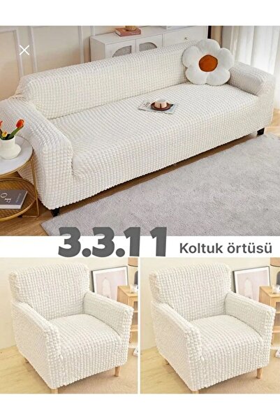 SENNORA Puf Desen Skirtless Sofa Cover 3311 Elastic Washable Sofa Bed Set Cover