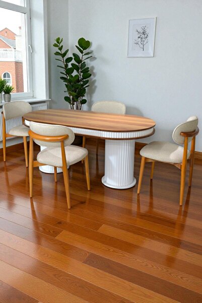 baresmu Bohem İskandinav Masa Sandalye Takımı – 4 Adet Polo Sandalye – Ceviz ...