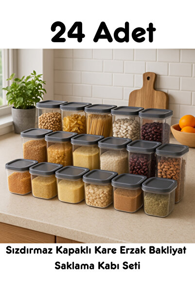 Teknoşık 24-Piece Leakproof Square Food Storage Container Set – 550/1200/1750 ml Bpa-Free Kitchen Organizer