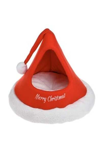Jumbo Red Christmas Nest Bed in the Shape of Santa's Hat for Animals