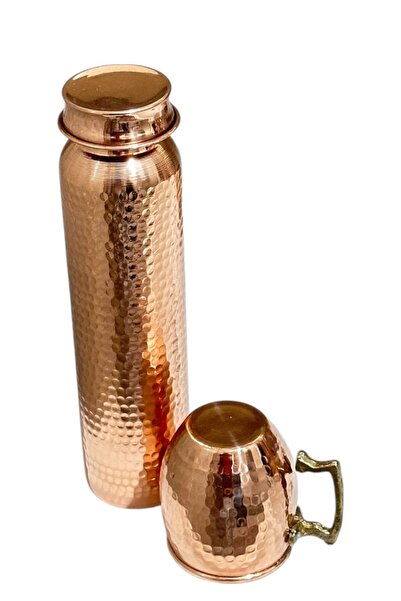 gulflower nude 100% Pure Copper Flask and Cup Set Hammer Model Handmade