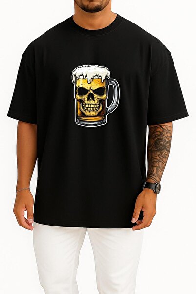 Bahriyeli Collection قصة فضفاضة تي شيرت فومي سكل بير مطبوع للجنسين