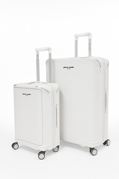 Pierre Cardin Büyük Ve Kabin Boy 2'li Set %100 Polipropilen Valiz Beyaz 04PC7090
