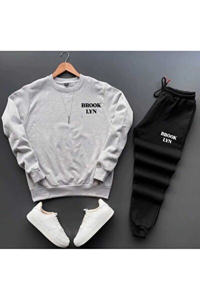 woonkey Unisex Oversized Brooklyn Printed Tracksuit Set 2Pcs Set