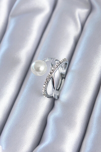 Clariss Harmonyaura Silver Color Zircon Stone Pearl Women's Ring